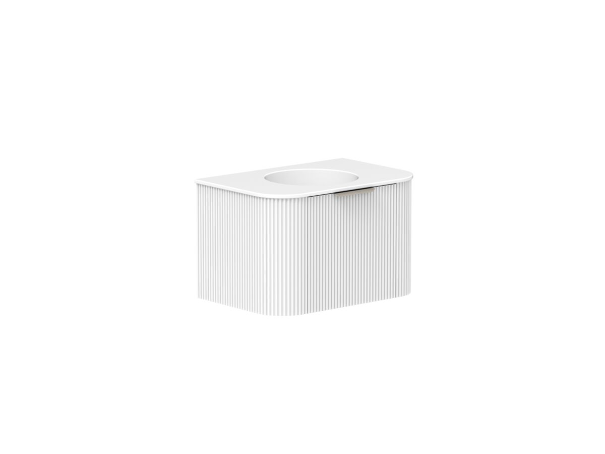 Supporting Image 2 - Kado Neue Fluted Double Curve 750mm Wall Hung Vanity Centre Basin Matte White Ceramic Top Ultra White