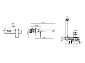 Milli Trace Wall Bath Mixer Set