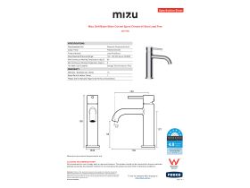Specification Sheet - Mizu Drift Basin Mixer Curved Spout Chrome (6 Star) Lead Free