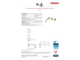 Specification Sheet - Milli Pure Wall Basin Hostess System 160mm PVD Brushed Gold (3 Star)