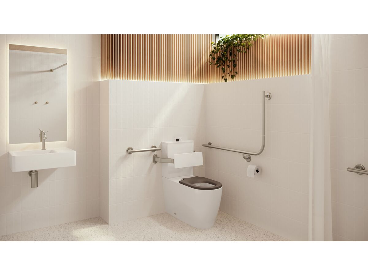 In Situ - Mizu Commercial Bathroom - Wolfen Closed Coupled Back to Wall Toilet with Backrest- Brushed Nickel