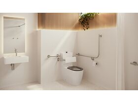 In Situ - Mizu Commercial Bathroom - Wolfen Closed Coupled Back to Wall Toilet with Backrest- Brushed Nickel