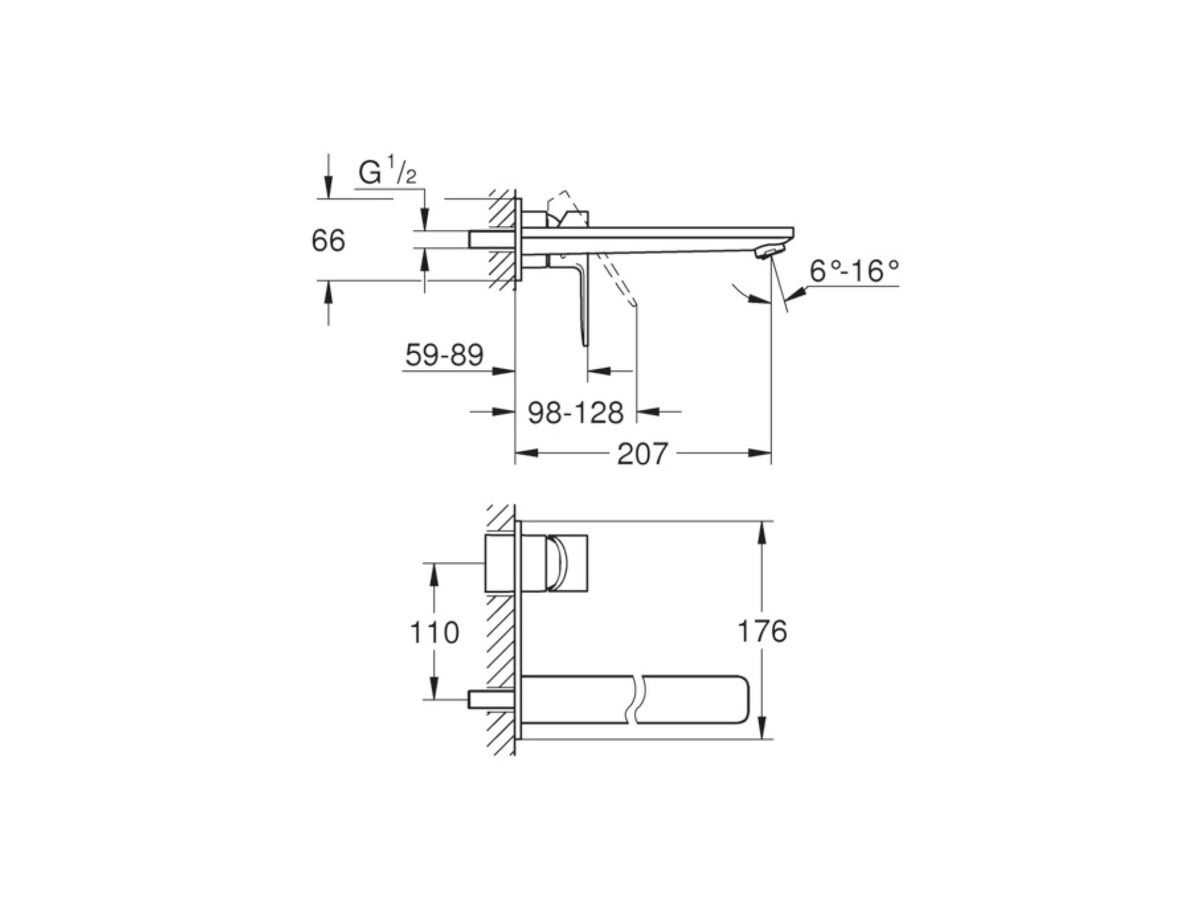GROHE Lineare New Wall Mixer Set 207mm Chrome
