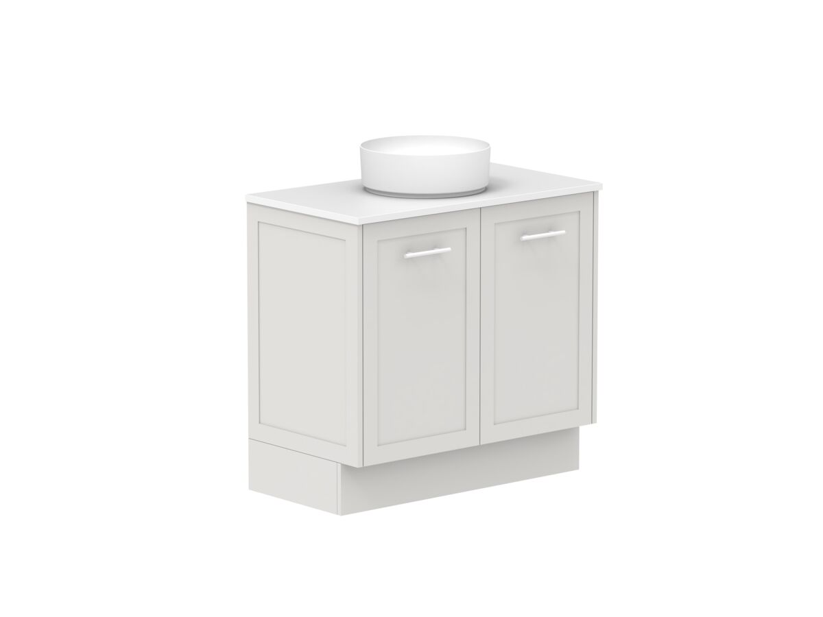 Supporting Image - Kado Lux All Door 900mm Floor Mounted Vanity Centre Basin 20mm - Feather Grey - Angle