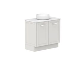 Supporting Image - Kado Lux All Door 900mm Floor Mounted Vanity Centre Basin 20mm - Feather Grey - Angle