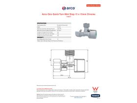 Specification Sheet - Arco Giro Quick Turn Mini Stop 15 x 15mm Chrome