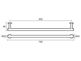 Mizu Drift Single Towel Rail 700mm
