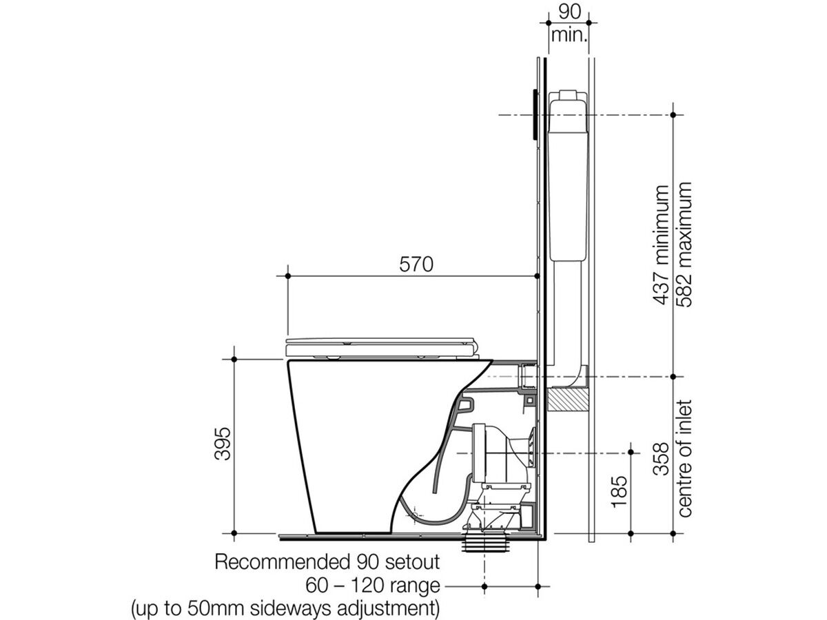 Caroma Liano Wall Faced Invisi II Back Inlet Toilet Suite with GermGard White (4 Star)