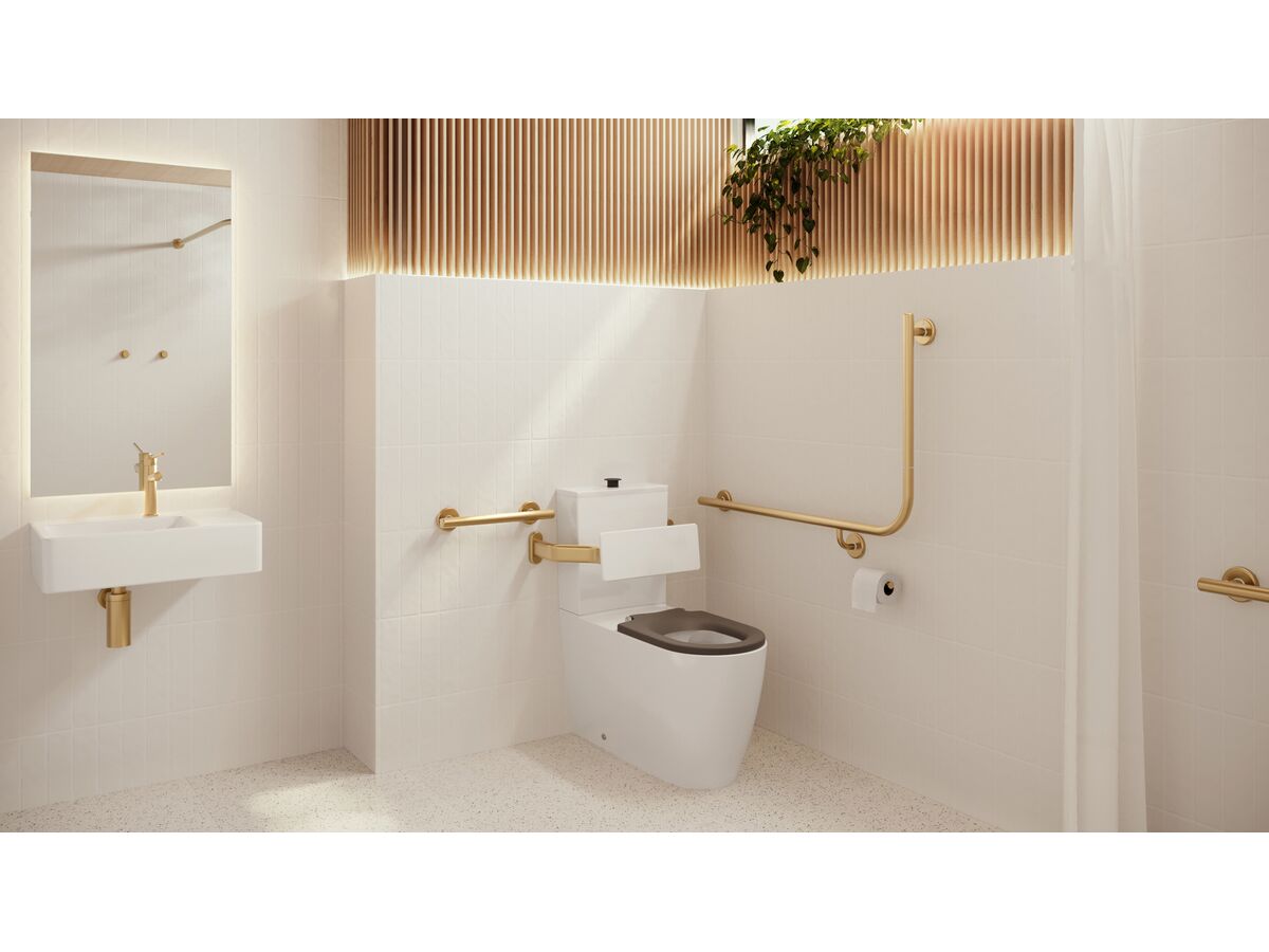 In Situ - Mizu Commercial Bathroom - Wolfen Closed Coupled Back to Wall Toilet with Backrest- Brushed Brass