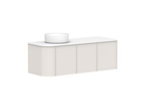 Supporting Image - Kado Era Single Curve All Door 1350mm Wall Hung Vanity with Left Hand Basin 20mm Top Feather Grey