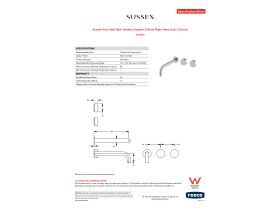 Specification Sheet - Sussex Pure Wall Bath Hostess System 250mm Right Hand Satin Chrome