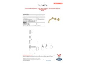 Specification Sheet - Sussex Pure Wall Bath Hostess System 200mm Right Hand with Cirque Textured Handles PVD Brushed Gold