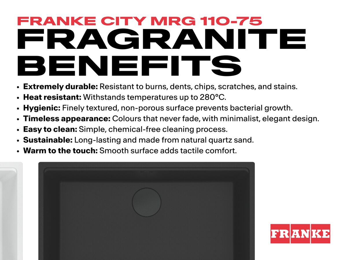 Franke City Fragranite Single Bowl 750mm Undermount Sink Benefits