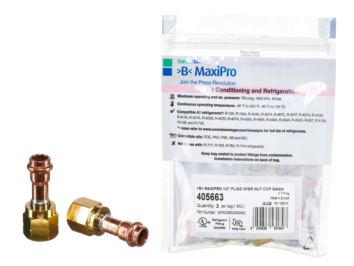 >B< Maxipro Complex Flare Nut Adaptor 1/2" Bag of 2