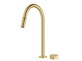 Sussex Pure Progressive Sink Mixer Tap Set with Pull Out Spray and Linear Textured Handle PVD Brushed Gold (4 Star)