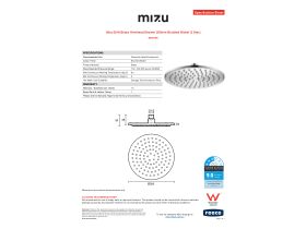 Specification Sheet - Mizu Drift Brass Overhead Shower 200mm Brushed Nickel (3 Star)