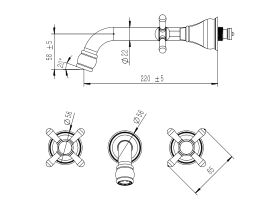 Milli Voir Wall Bath Set Cross Handle 220mm