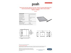 Specification Sheet - Posh Solus Tile Over Shower Tray with 1140mm Long Rear Matte Black Tile Insert Channel Suits Tiles 9mm and up (For 3 Wall / Alcove Install) 900mm x 1200mm