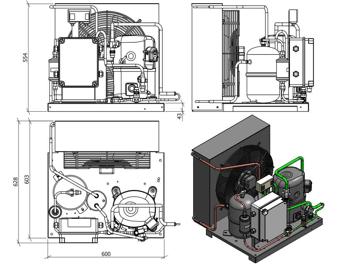 Tecumseh Evo Condensing Unit 2Hp R404 MHBP EPCH4524Z-XG