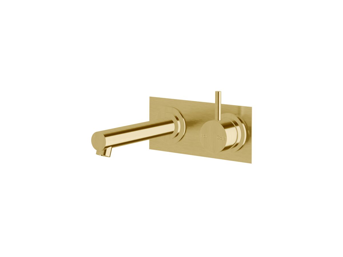 Sussex Scala Straight Wall Basin Mixer Tap System Right Hand Mixer Tap 160mm Outlet LUX PVD Brushed Pure Gold (6 Star)