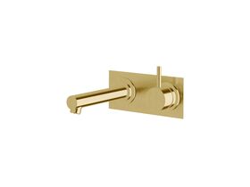 Sussex Scala Straight Wall Basin Mixer Tap System Right Hand Mixer Tap 160mm Outlet LUX PVD Brushed Pure Gold (6 Star)