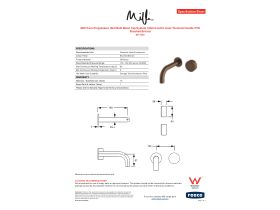 Specification Sheet - Milli Pure Progressive Wall Bath Mixer Tap System 160mm with Linear Textured Handle PVD Brushed Bronze