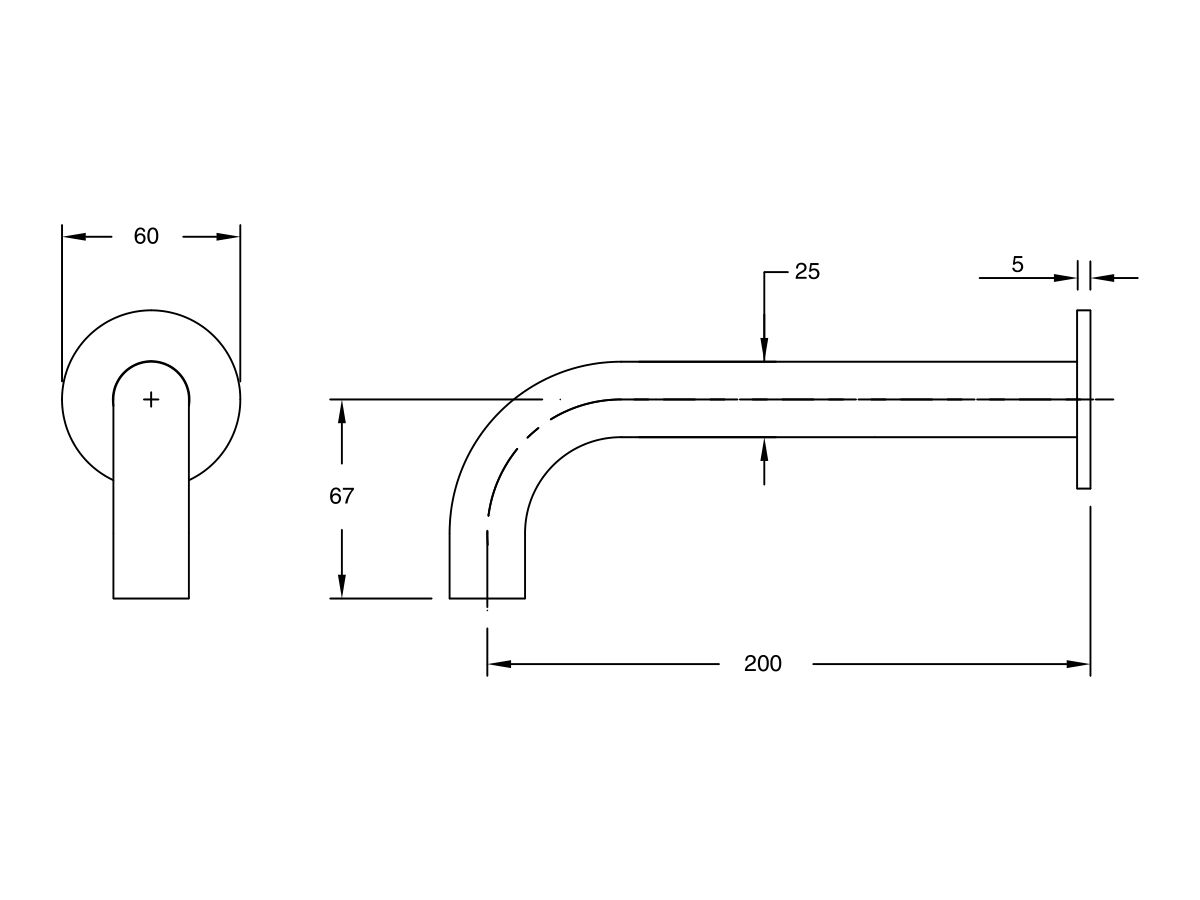 Sussex Pure Wall Bath Outlet 200mm