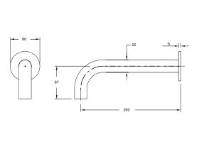 Sussex Pure Wall Bath Outlet 200mm