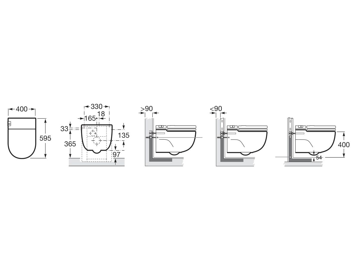 Roca Meridian In Tank Wall Hung Pan with Soft Close Seat & L Support White (4 Star)