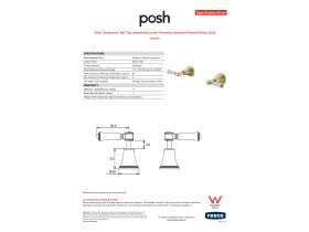 Specification Sheet - Posh Canterbury Wall Top Assemblies Lever Porcelain Handles Polished Brass Gold