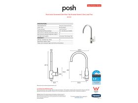 Specification Sheet - Posh Solus Gooseneck Sink Mixer Tap Brushed Nickel (5 Star) Lead Free