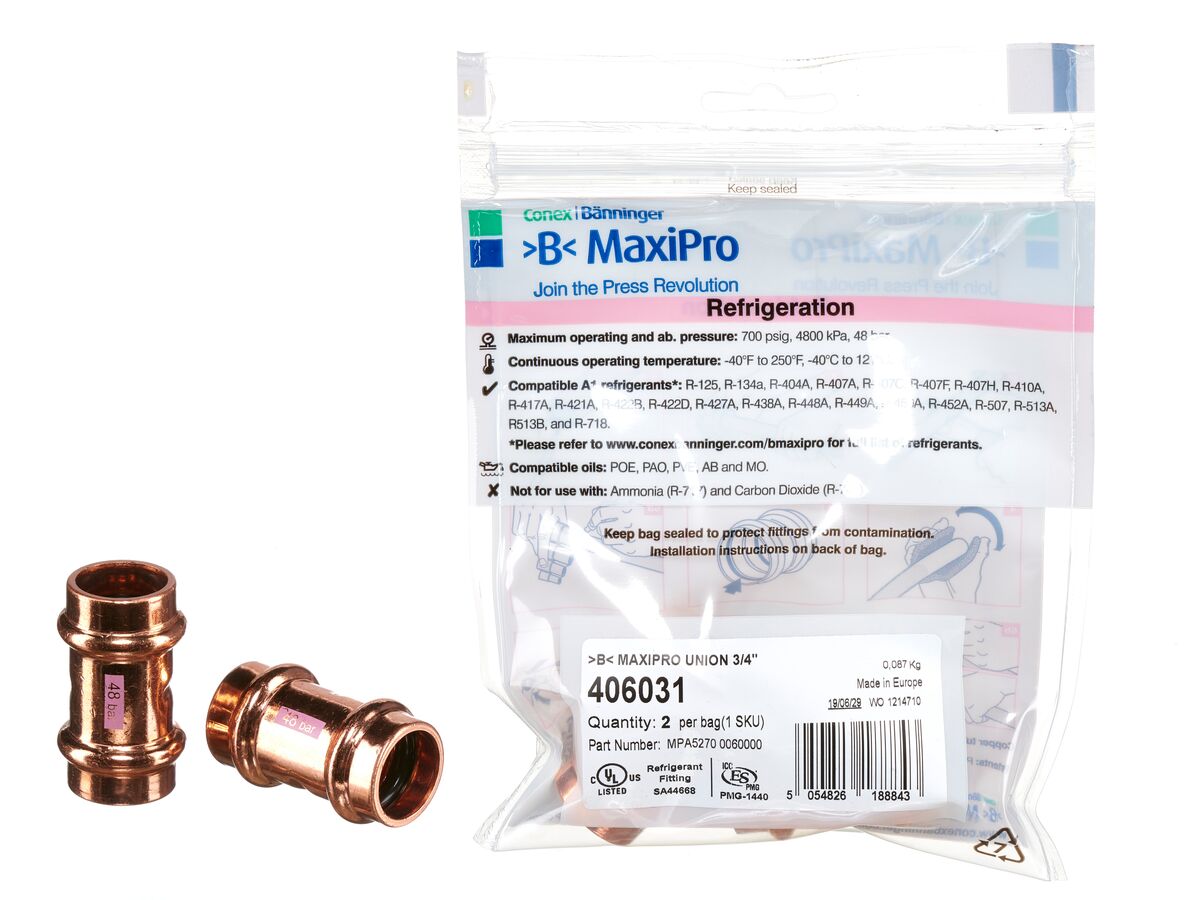 >B< Maxipro Union 3/4" Bag of 2