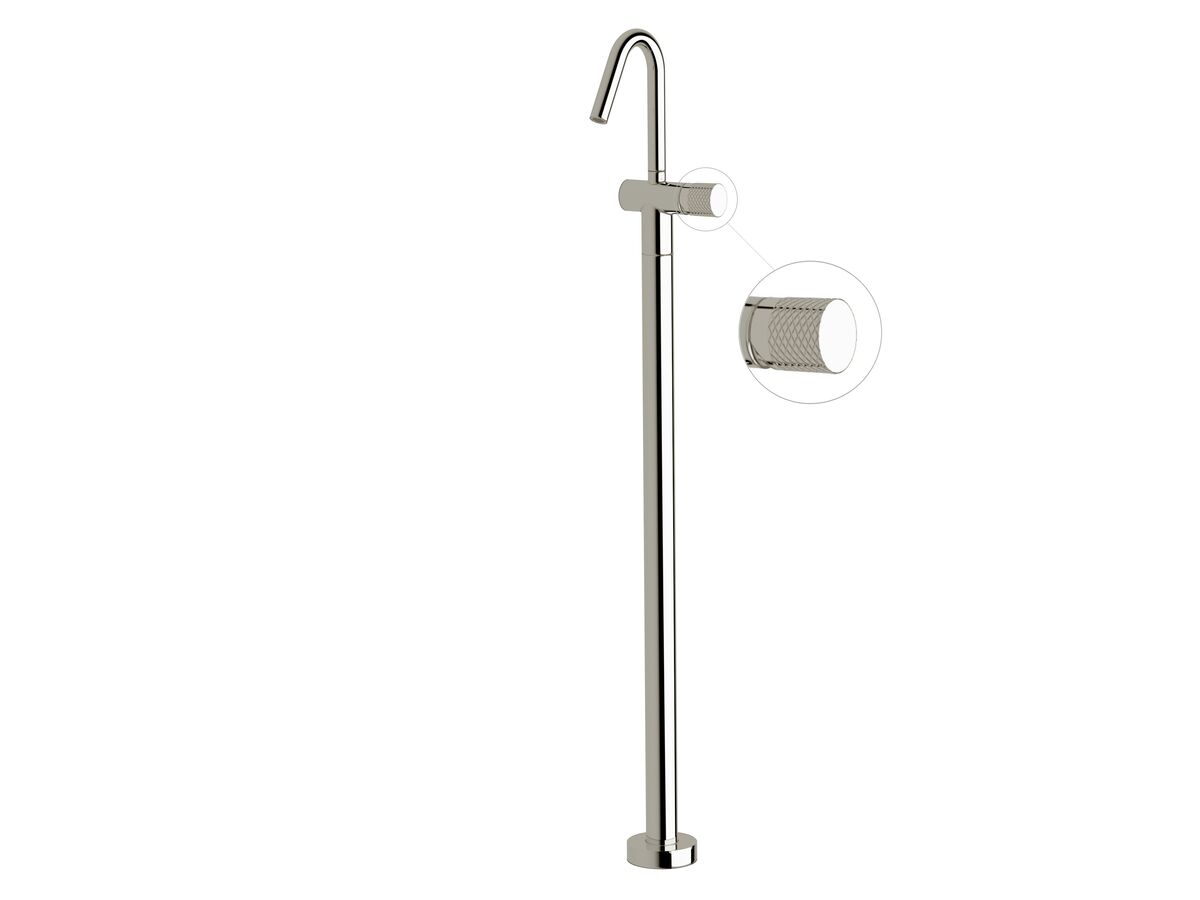 Sussex Pure Floor Mounted Basin Mixer Tap Trimset with Diamond Textured Handle Chrome (5 Star)