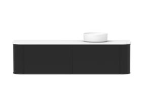 Hero - Kado Era Double Curve All Drawer 1800mm Wall Hung Vanity with Right Hand Basin 20mm Top Matte Black