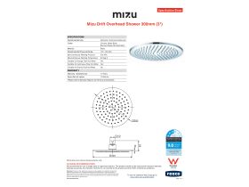 Specification Sheet - Mizu Drift Brass Overhead Shower 300mm
