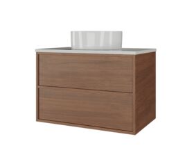 Supporting Image - Kado Aspect Wall Hung Vanity Unit 750mm 2 Drawer Corian 20mm Top - Florentine Walnut