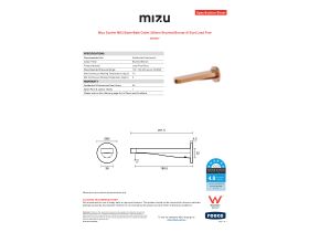 Specification Sheet - Mizu Soothe MK2 Basin/Bath Outlet 200mm Brushed Bronze (6 Star) Lead Free
