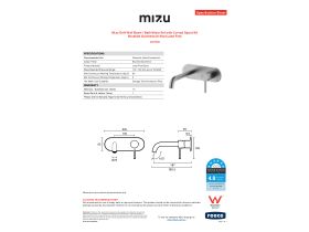 Specification Sheet - Mizu Drift Wall Basin / Bath Mixer Set with Curved Spout Kit Brushed Gunmetal (6 Star) Lead Free