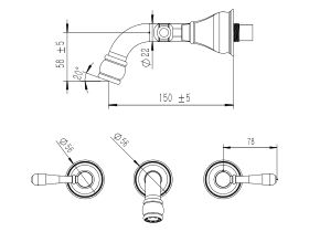 Milli Voir Wall Bath Set Lever Handle 150mm