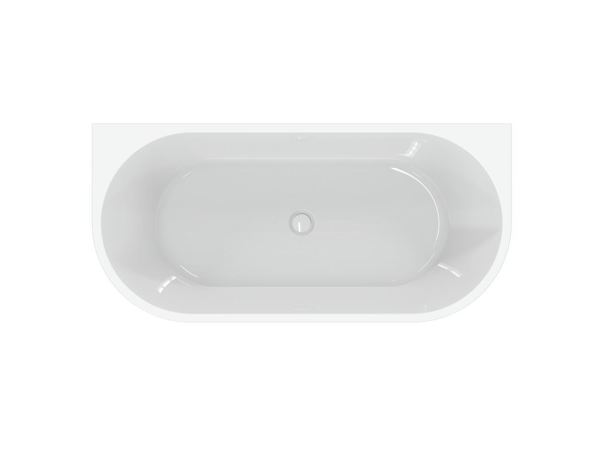 Supporting Image - Posh Solus Back to Wall Freestanding Bath 1600mm with Overflow Gloss White - Top View