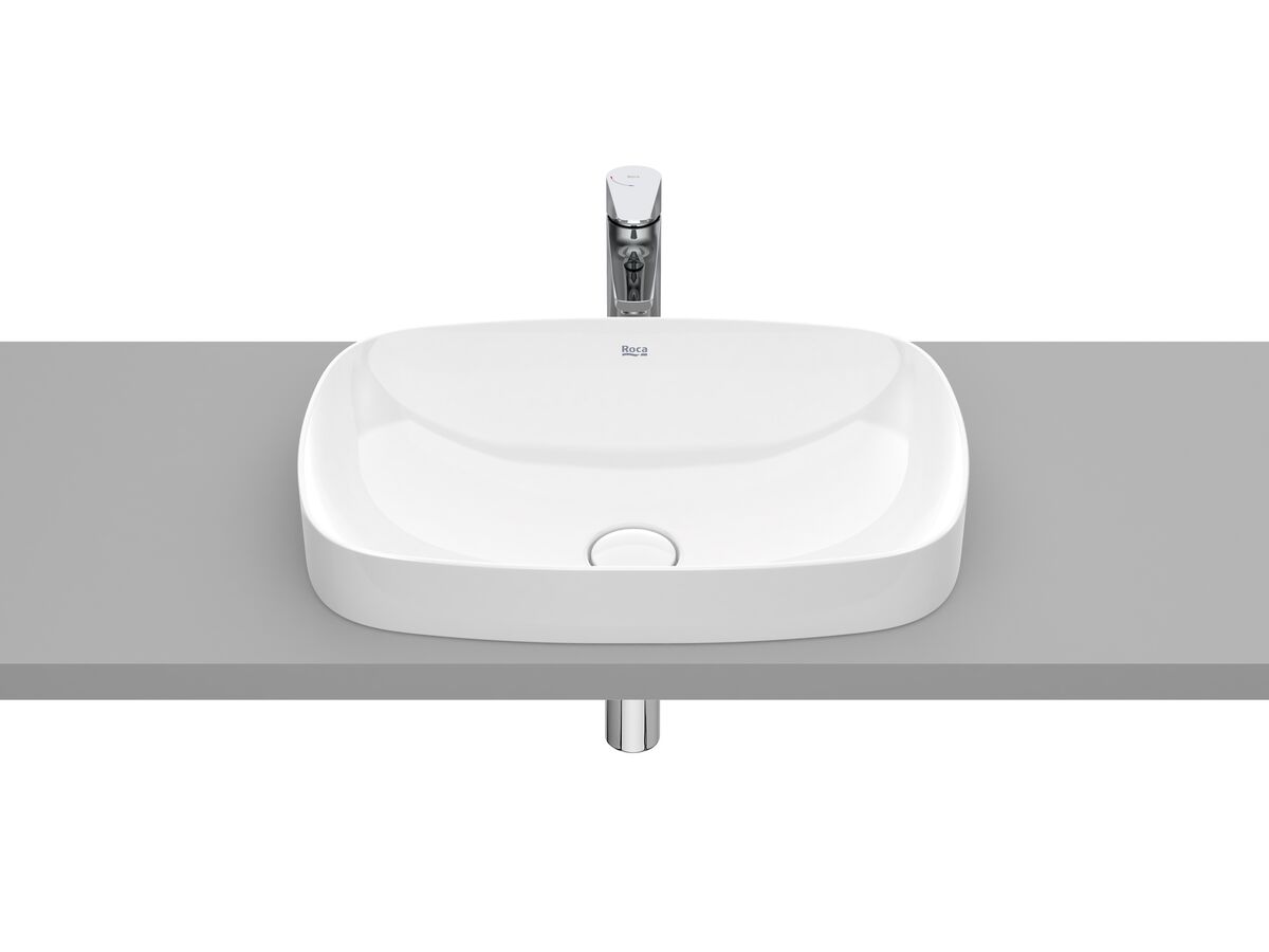 Roca Inspira Soft Rectangle Semi Inset Basin 550mm x 370mm Gloss White