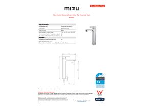 Specification Sheet - Mizu Soothe Extended Basin Mixer Chrome (4 Star)