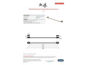 Specification Sheet - Milli Marq Edit Single Towel Rail 800mm Brushed Bronze