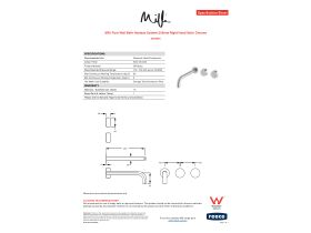 Specification Sheet - Milli Pure Wall Bath Hostess System 250mm Right Hand Satin Chrome