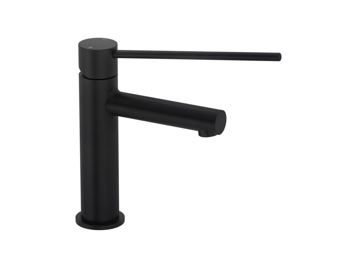Mizu Drift Basin Mixer Straight Spout with Extended Lever Tap Matte Black (6 Star)