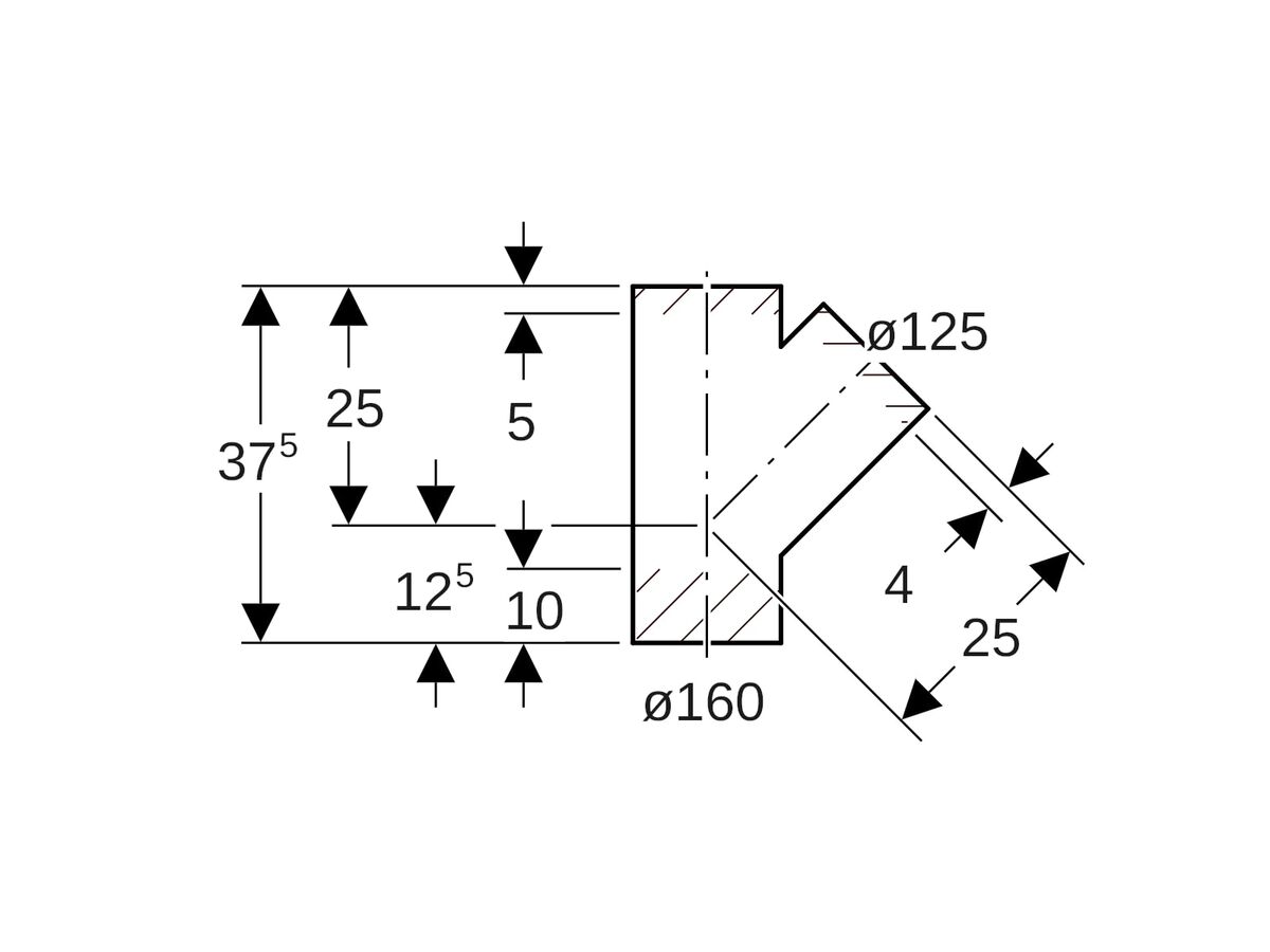 Geberit Junction 160mm x 125mm x 45 Degree