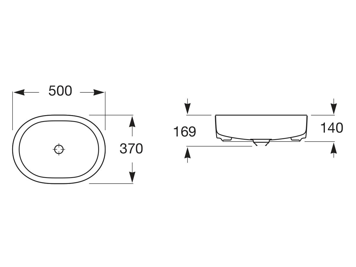 Roca Inspira Round Oval Above Counter Basin 500mm x 370mm