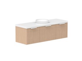 Supporting Image 2- Kado Neue Fluted Square All Drawer 1500mm Wall Hung Vanity with Centre Basin 50mm Top Blonde Oak