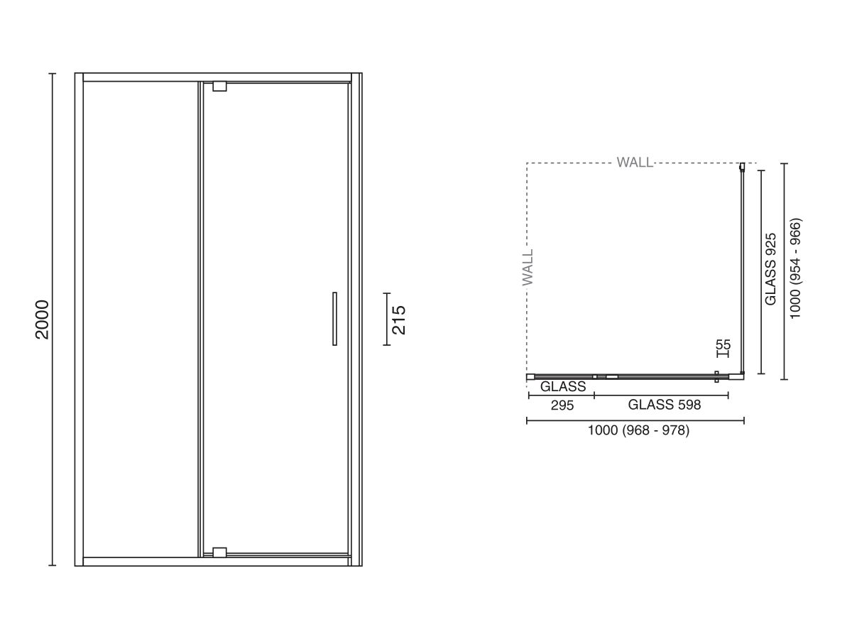 Posh Bristol Shower Screen 1000mm x 1000mm Chrome