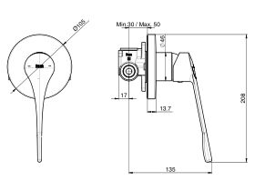Roca Atlas Shower Mixer with Extended Lever Chrome